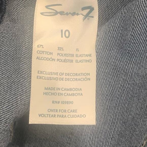 Seven7 Fashion Hayden Crop Jeans 10 Blue Womens Straight Leg Raw Hem Stretch - Picture 10 of 11